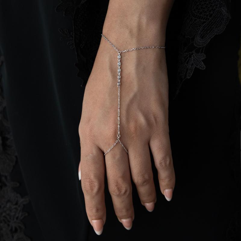 OS - Tiny Stud & Crystal Ring Bracelet 