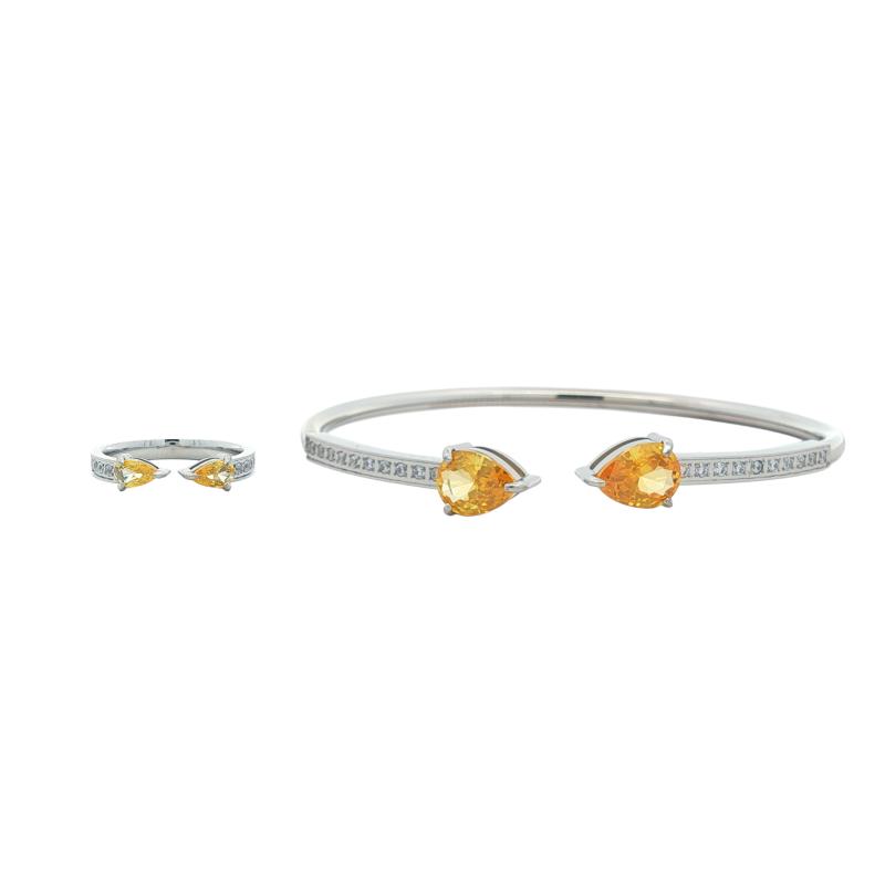 Bangle Set - Dual Teardrop Open Cuff