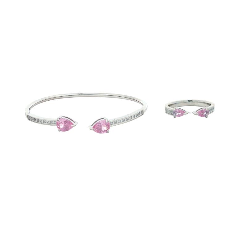 Bangle Set - Dual Teardrop Open Cuff