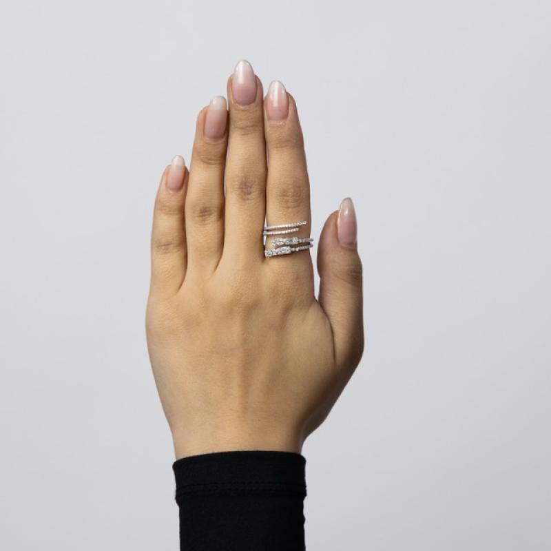 Dual Layer Rectangle Stones Open Ring