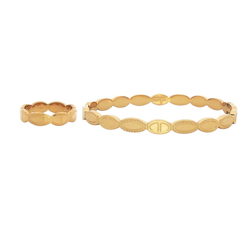 Bangle Set - Engraved Oval Link 