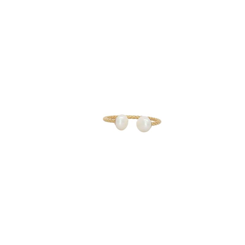 Pearls Open Cuff Ring (Free Size)