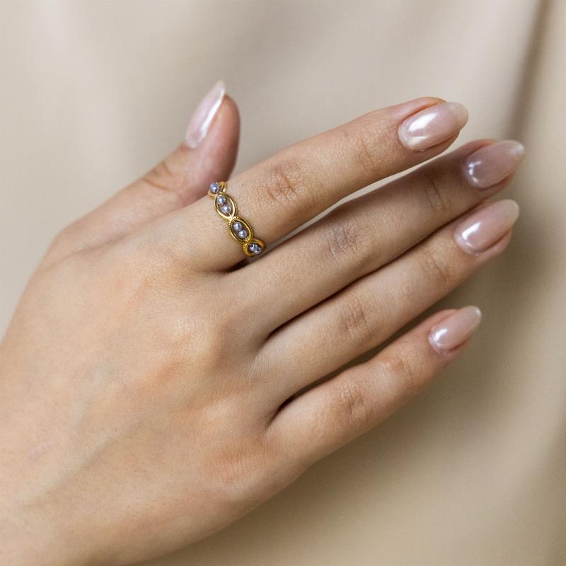 Multi Oval Shaped 8 Beads Ring (Free Size)
