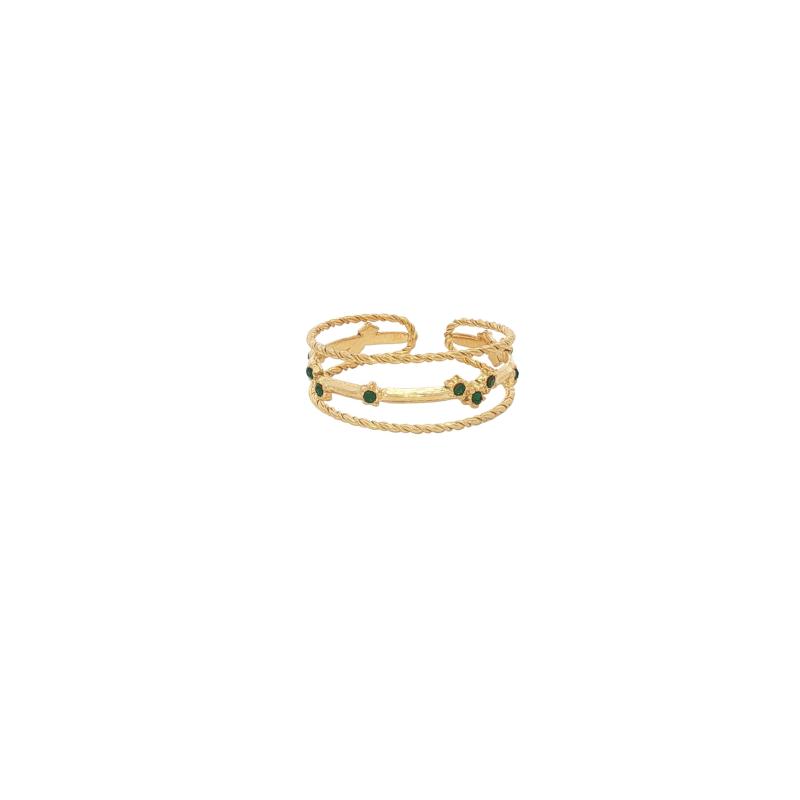 Triple Line Emerald Ring (Free Size)