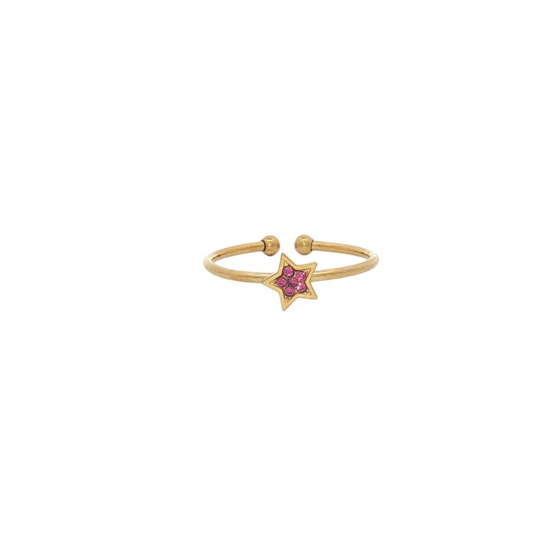 Purple Stones Star Ring (Free Size)