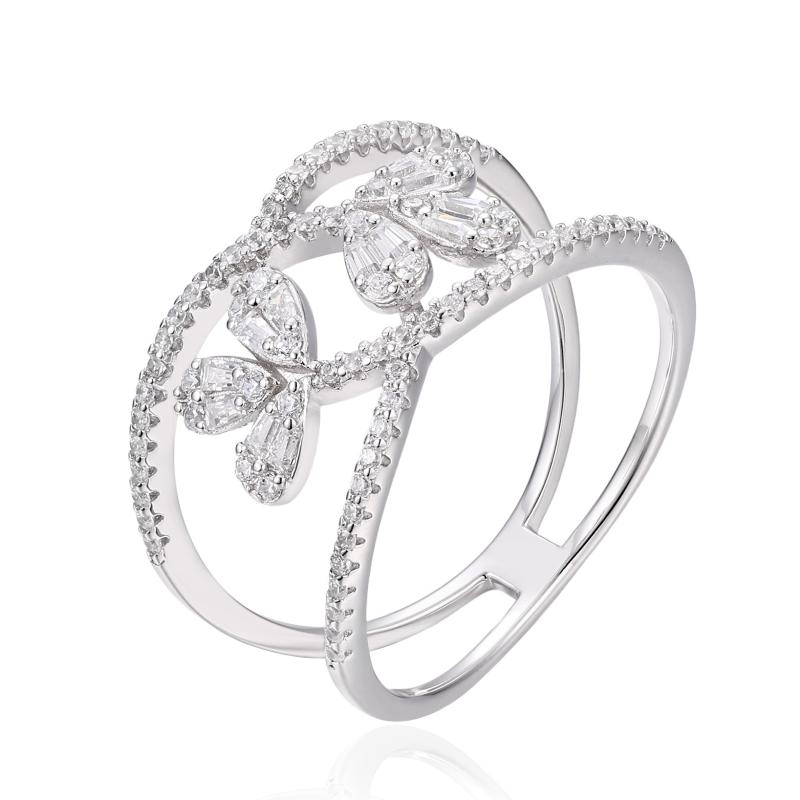 OS Dual Line Petals X Cross Ring 