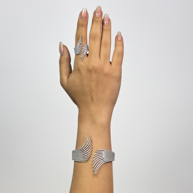 SA Bangle Set Full Stone Statement Palm 