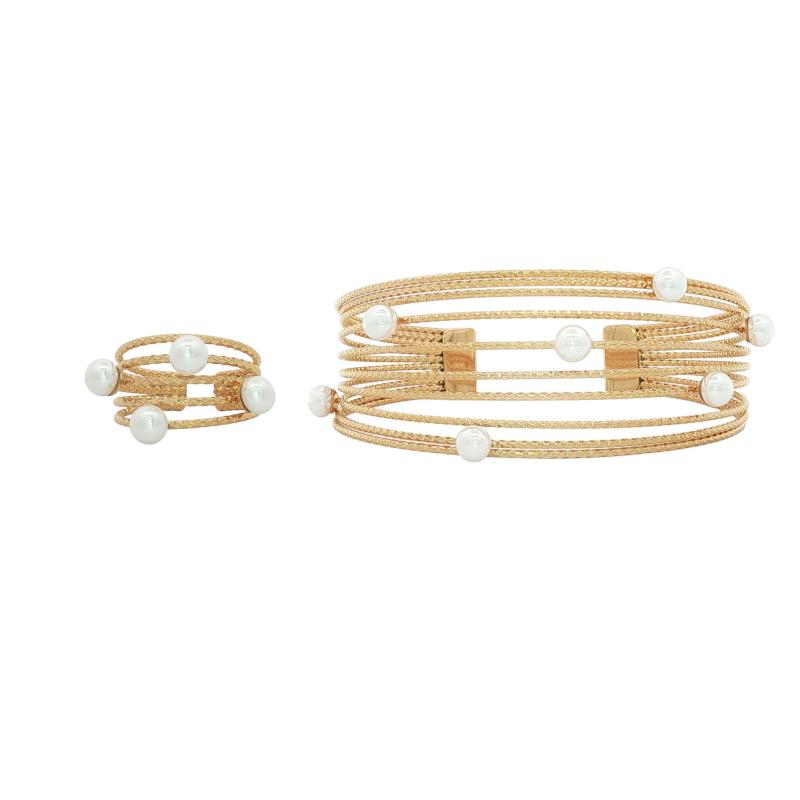 Bangle Set - Multi row Floating Pearls