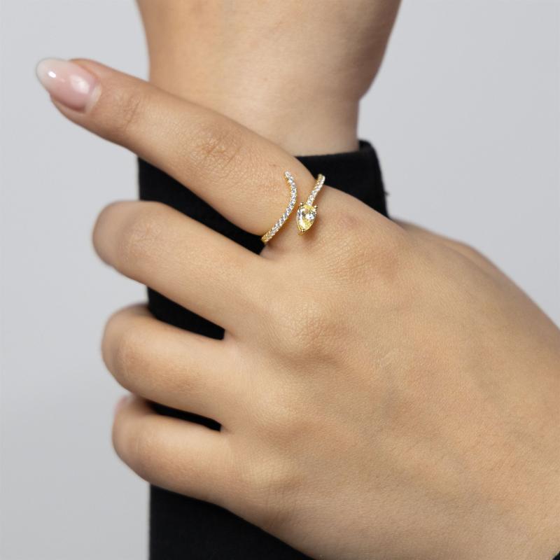 OS Yellow Pear Head Serpant Ring 