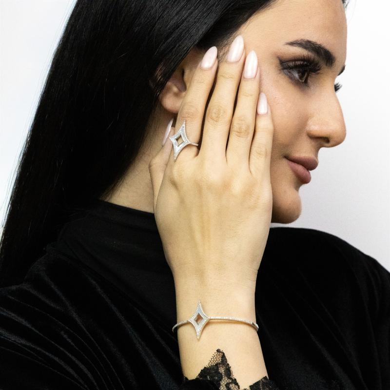 SA Bangle Set Hollow Large Crystal North Star 