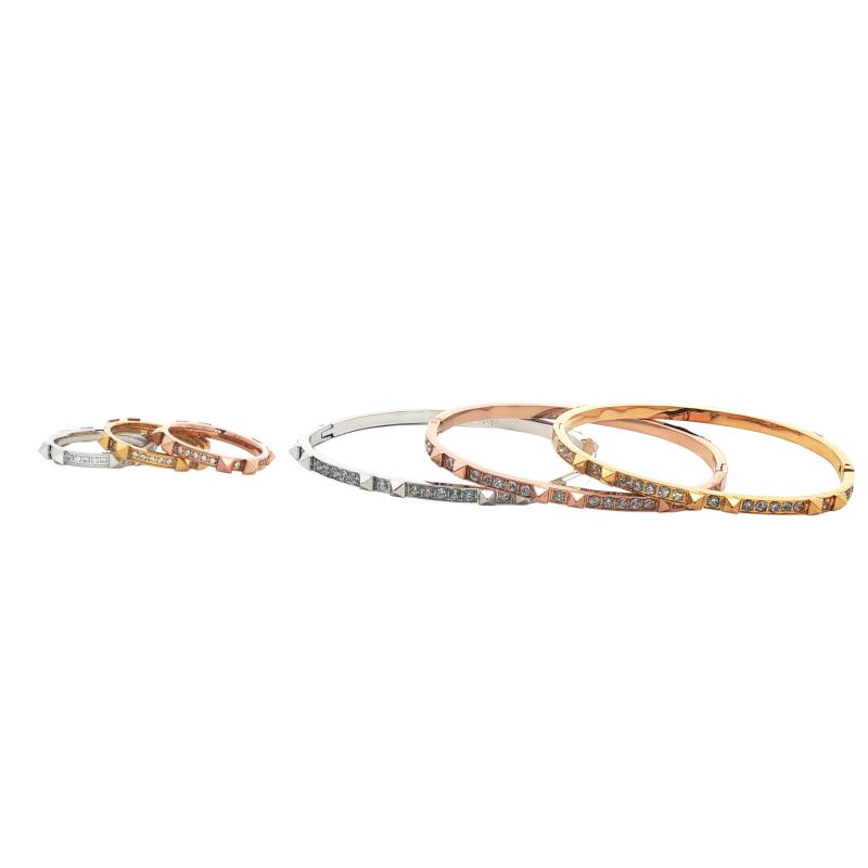Bangle Set - Tri Toine Pyramid w Stones