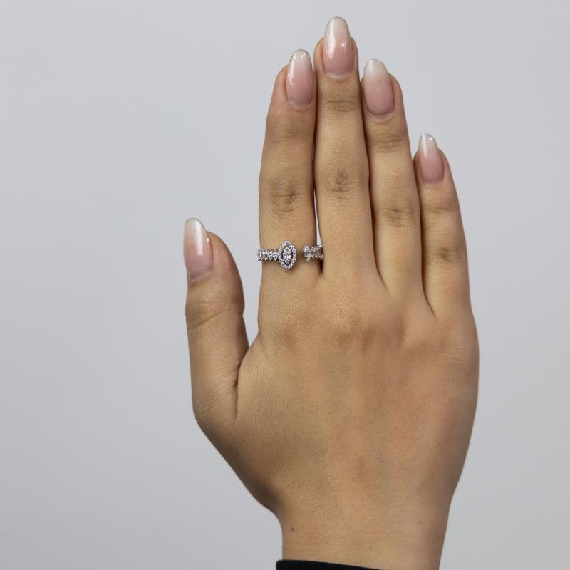 OS Pointed Crystal Eye Open Ring