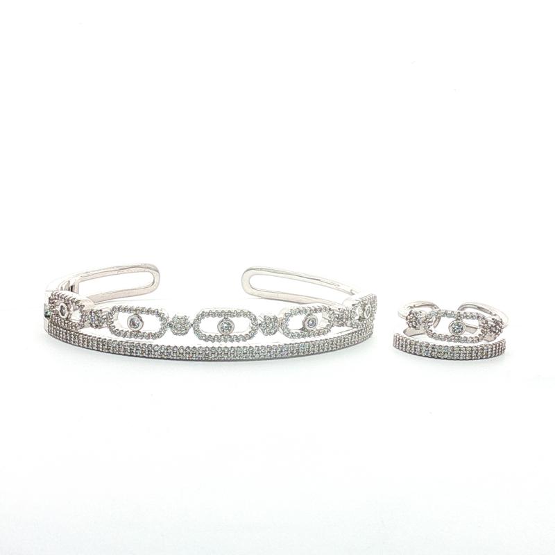 SA Bangle Set MES Full Stone 2 Line Alternative Pin