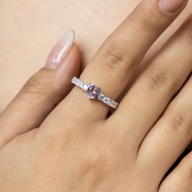 OS Ribbed Full Stone Heart Ring 