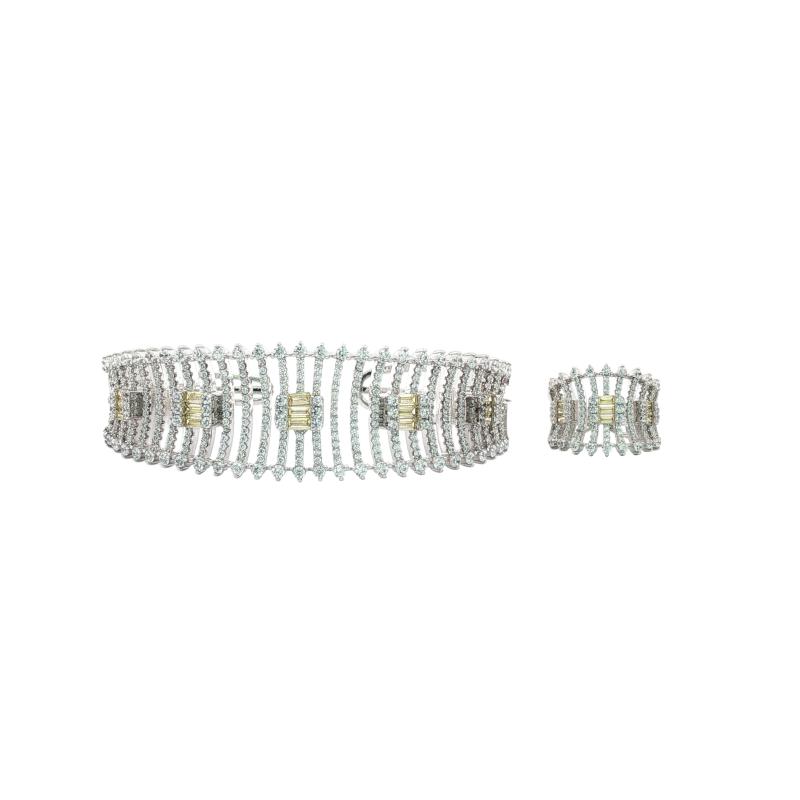 SA Bangle Set Colored Gems in Full Stone Vertical Line