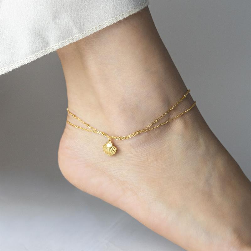 Sm Shell w Tiny Beads Anklet
