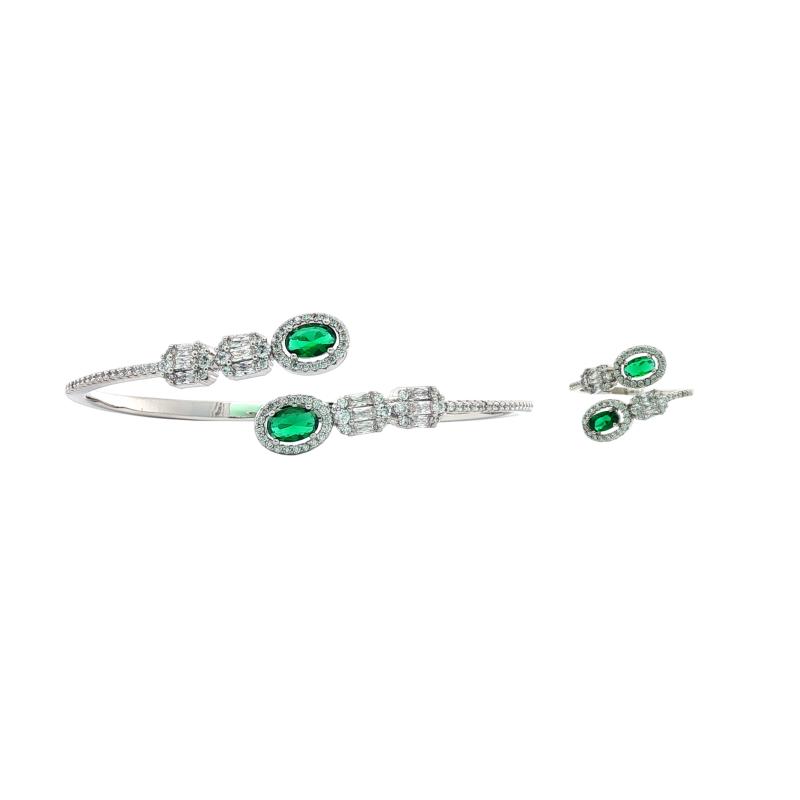 SA Bangle Set Colored Oval Stone