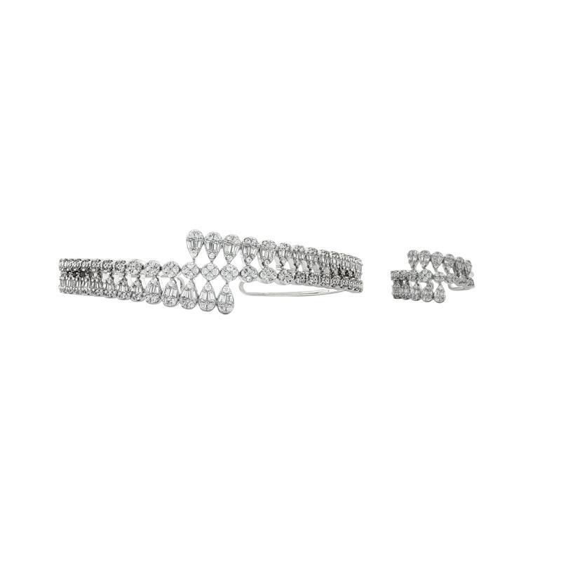 SA Bangle Set Multi Side Crystal Cut Drop