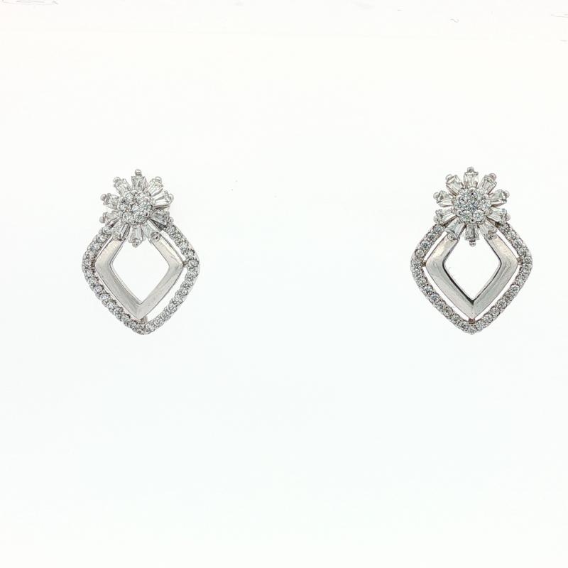 SA Earrings Sun Flower Stone with Diamond Shape Full Stone Outer Layer 