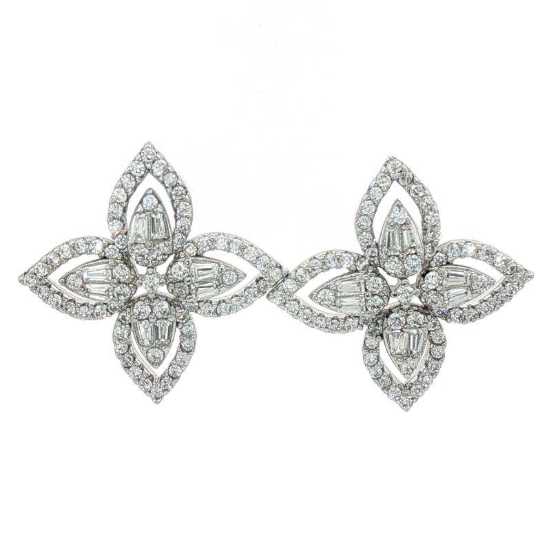 SA Earrings 2 Layer Rhinestone Flower 