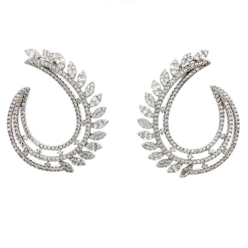 SA Earrings Celestial Layered Bend Leaf