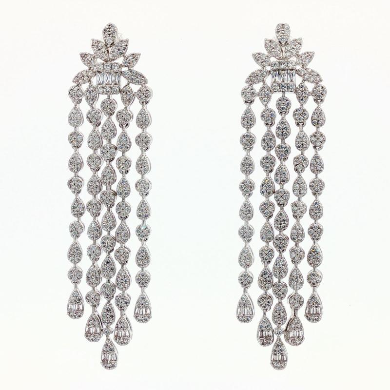 SA Earrings Rectangular with Alternative Circles Drop
