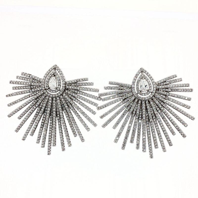 SA Earrings Layered Drop Half Sunburst 