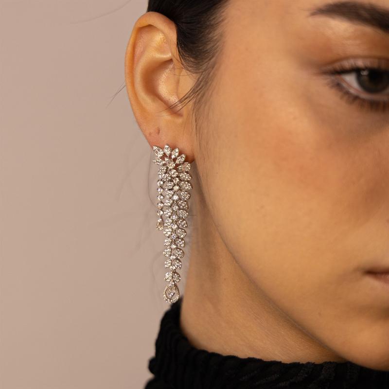 SA Earrings Front Back Chandelier Teardrops with Tiny Studs 