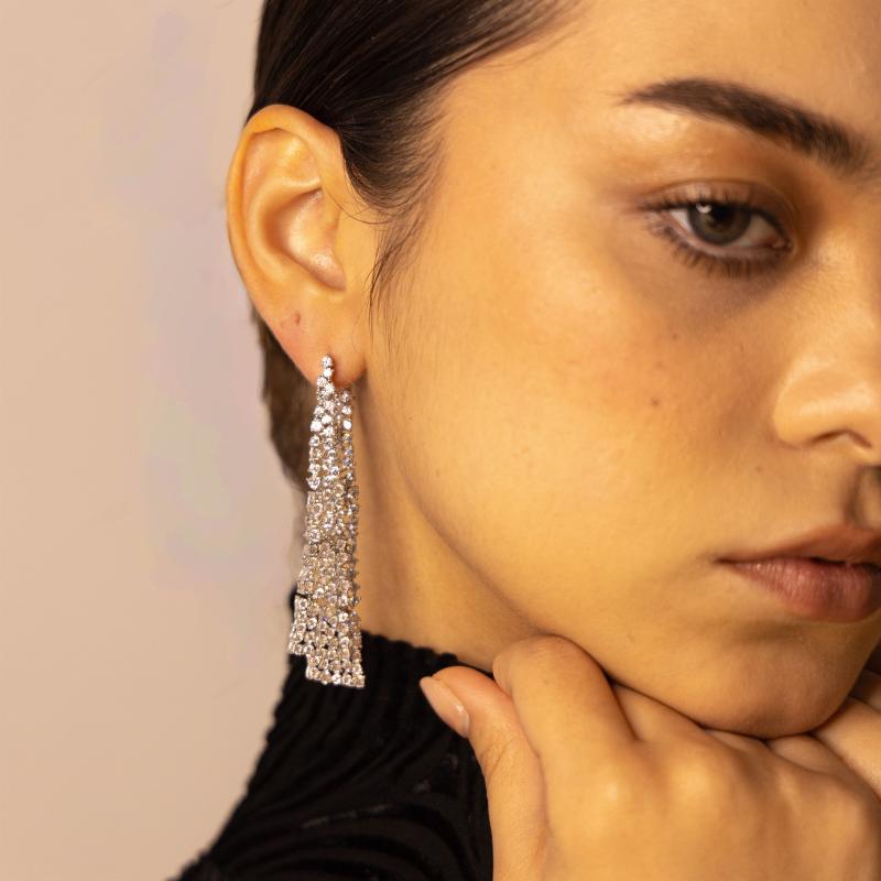 SA Earrings Diamonds Drops Long Sequins