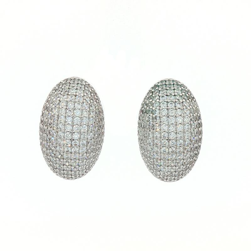 SA Earrings Full Stone Oval Button 