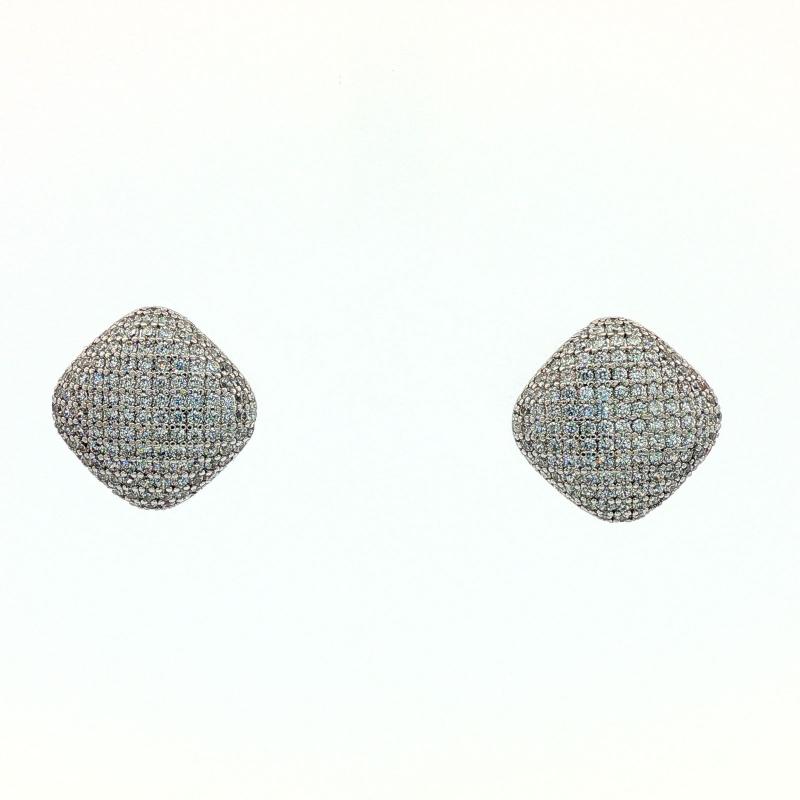 SA Earrings Full Stone Square Button