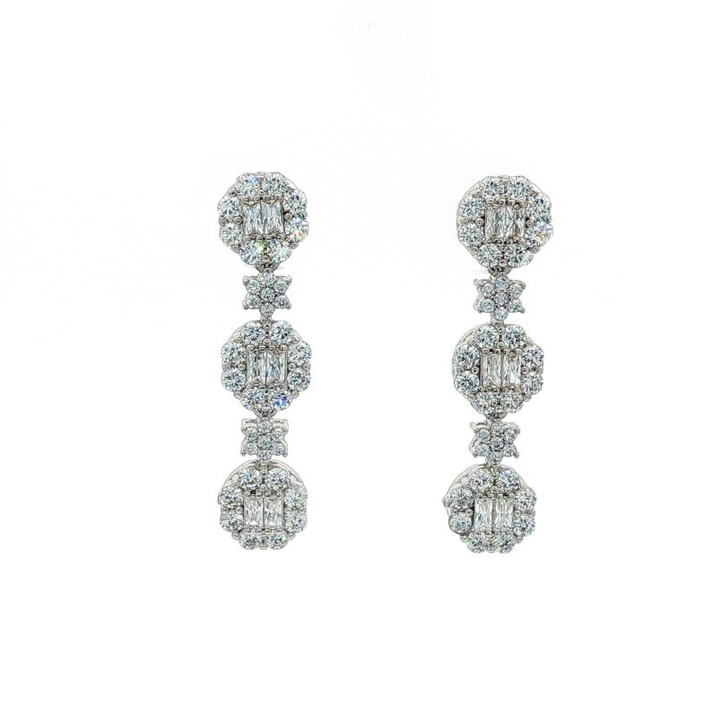 SA Earrings 3 Round 2 Stars Drop Full Stone
