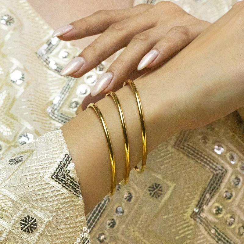 3pcs Golden Plain Bangles