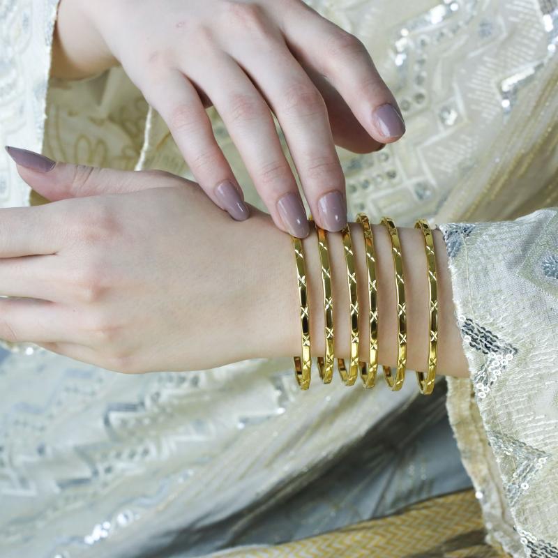 6pcs Glossy Multi X Marked Bangles