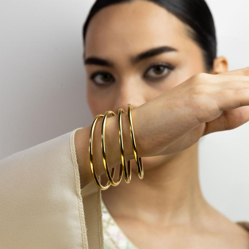 4pcs Golden Plain Bangles