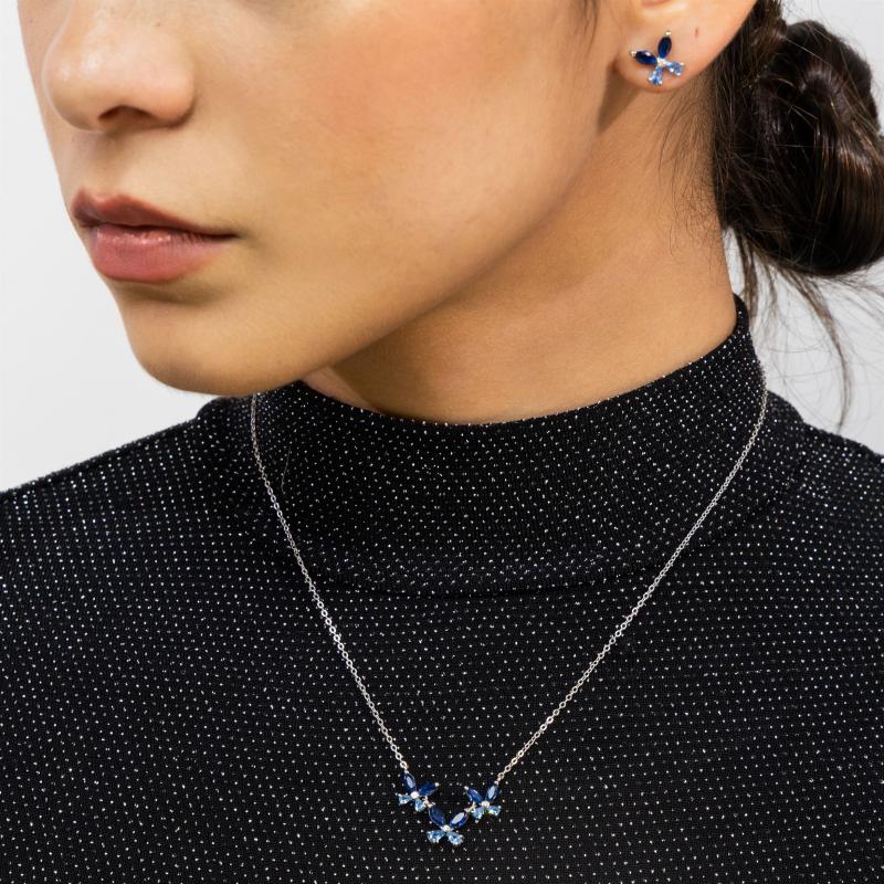 OS Set - Marquise Colored Stone motif butterflies 