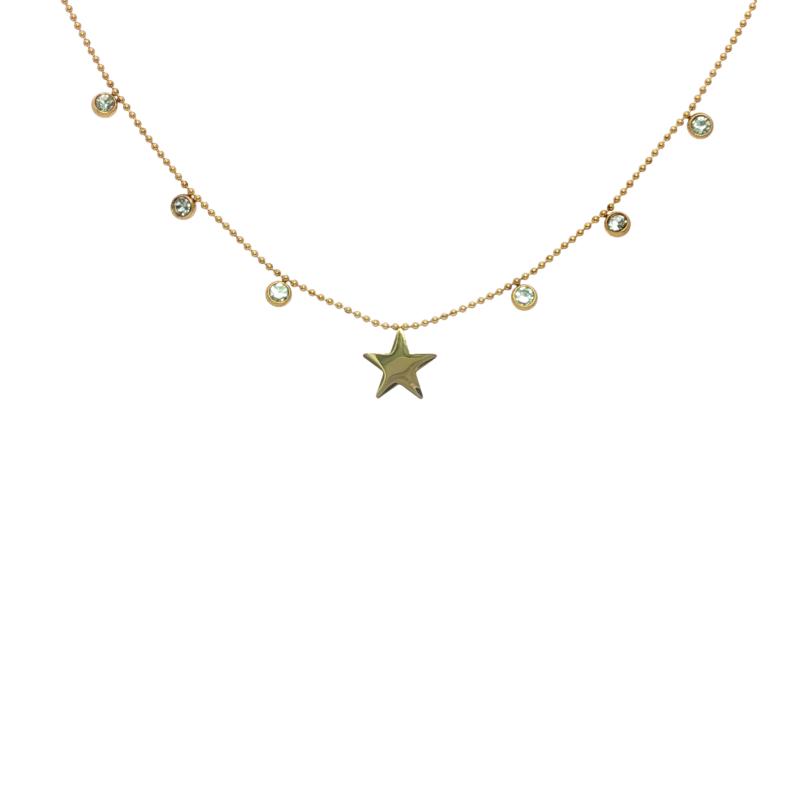 Star w 6 Studs Beads Chain Necklace