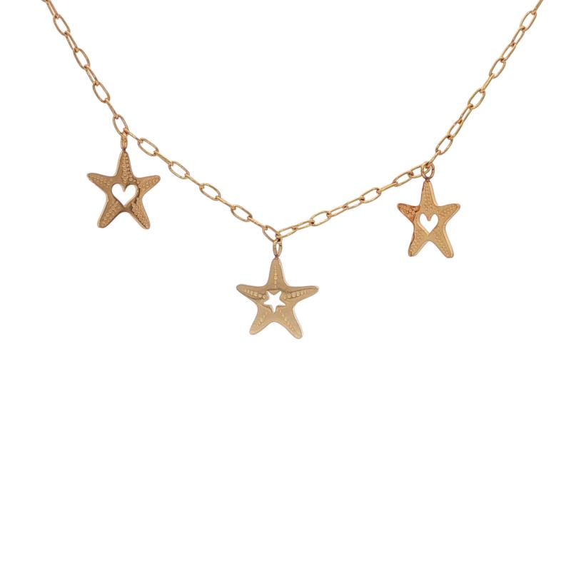 Tiny Heart Centre Triple Starfish Choker