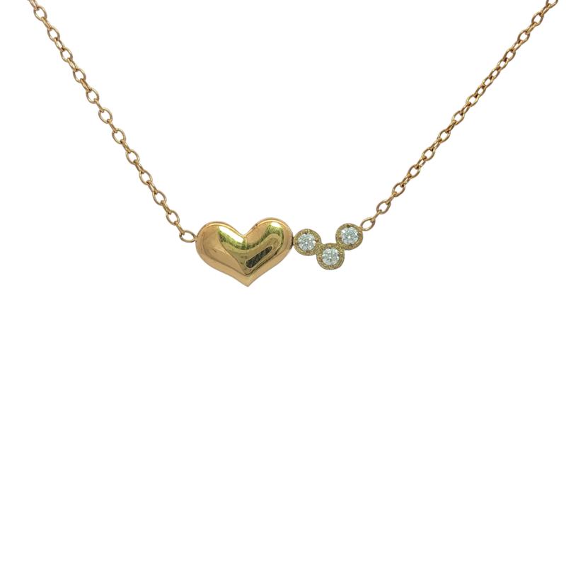 Golden Heart w 3 Studs Necklace