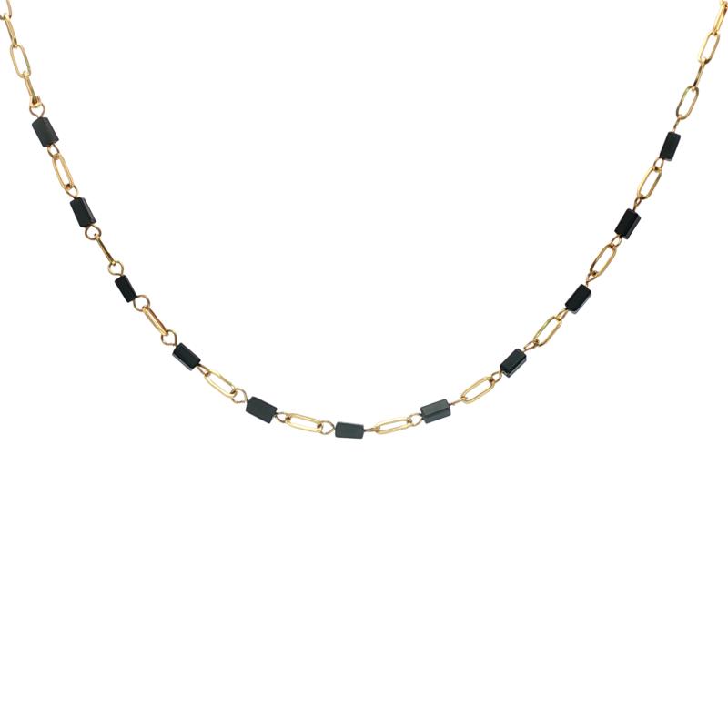 Rectangular Black Bricks Link Necklace