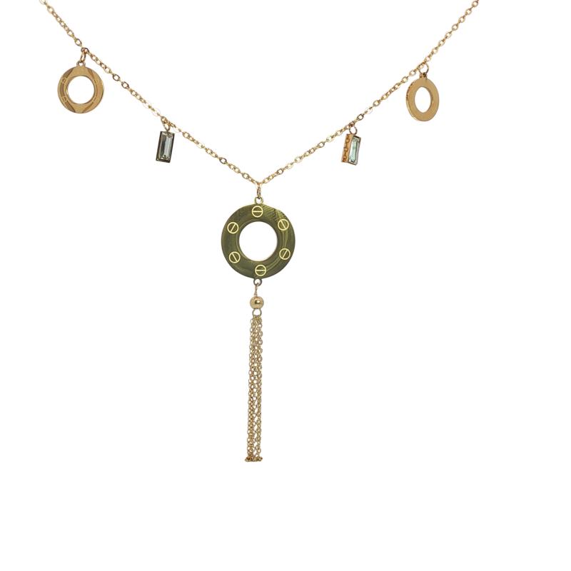 CAR - 3 Loves & 2 Stones w Drop Chains Necklace