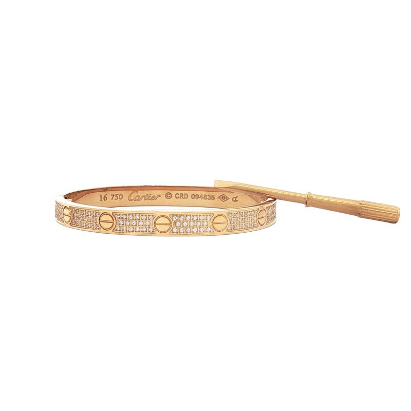 CAR Full Stone Love 3 Row Screw Bangle 