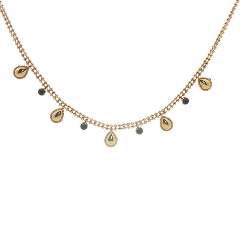 Dual Beads Teardrop W Stones Choker