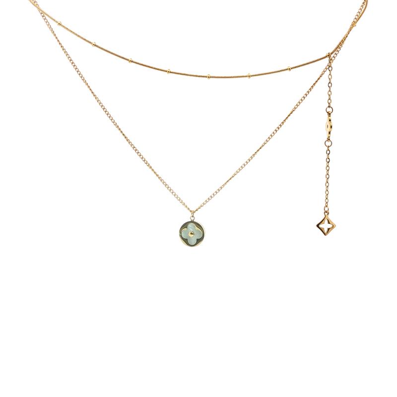 L&V - Club w Pendant 2 Diff Chains Necklace