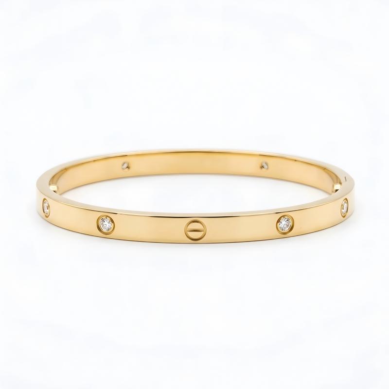 CAR Love Alternate Stone Bangle Thin 4mm