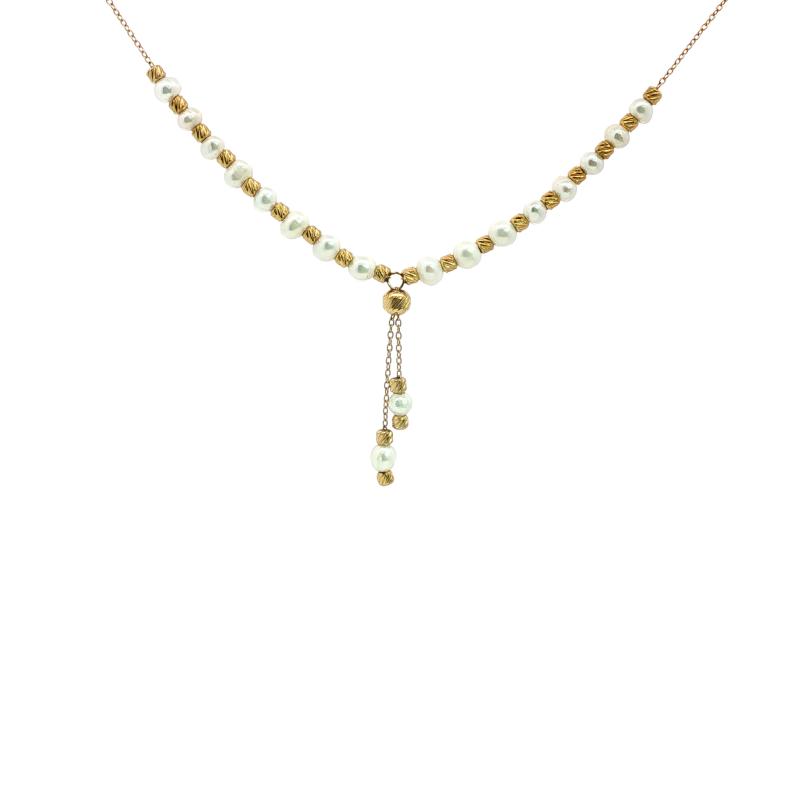 Alt Pearls & Graved Beads Necklace