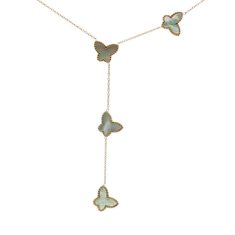 4 Pearl Butterflies w Drop Necklace