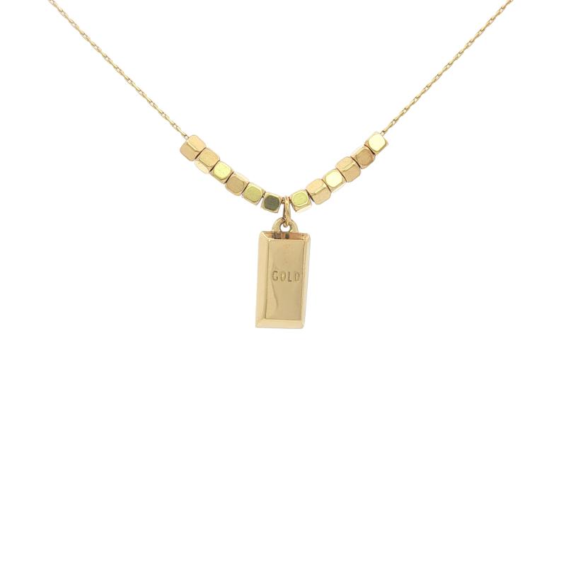 Gold Bar w Cubes Necklace