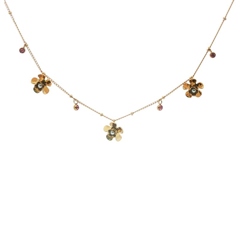 Centre Pearl Triple Floral Choker