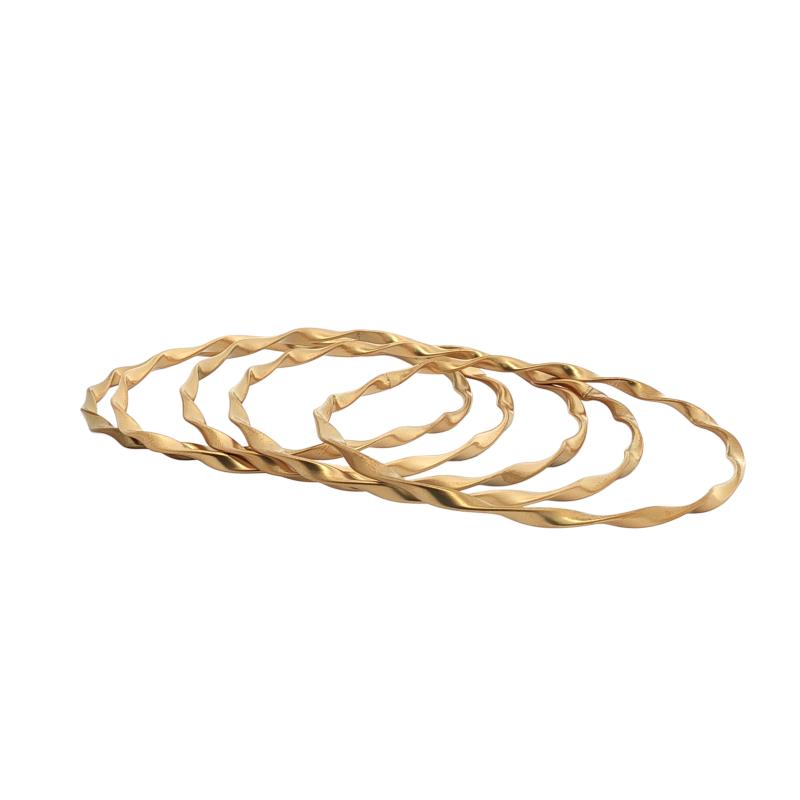 Twisted 4pcs Gold Matte Bangle